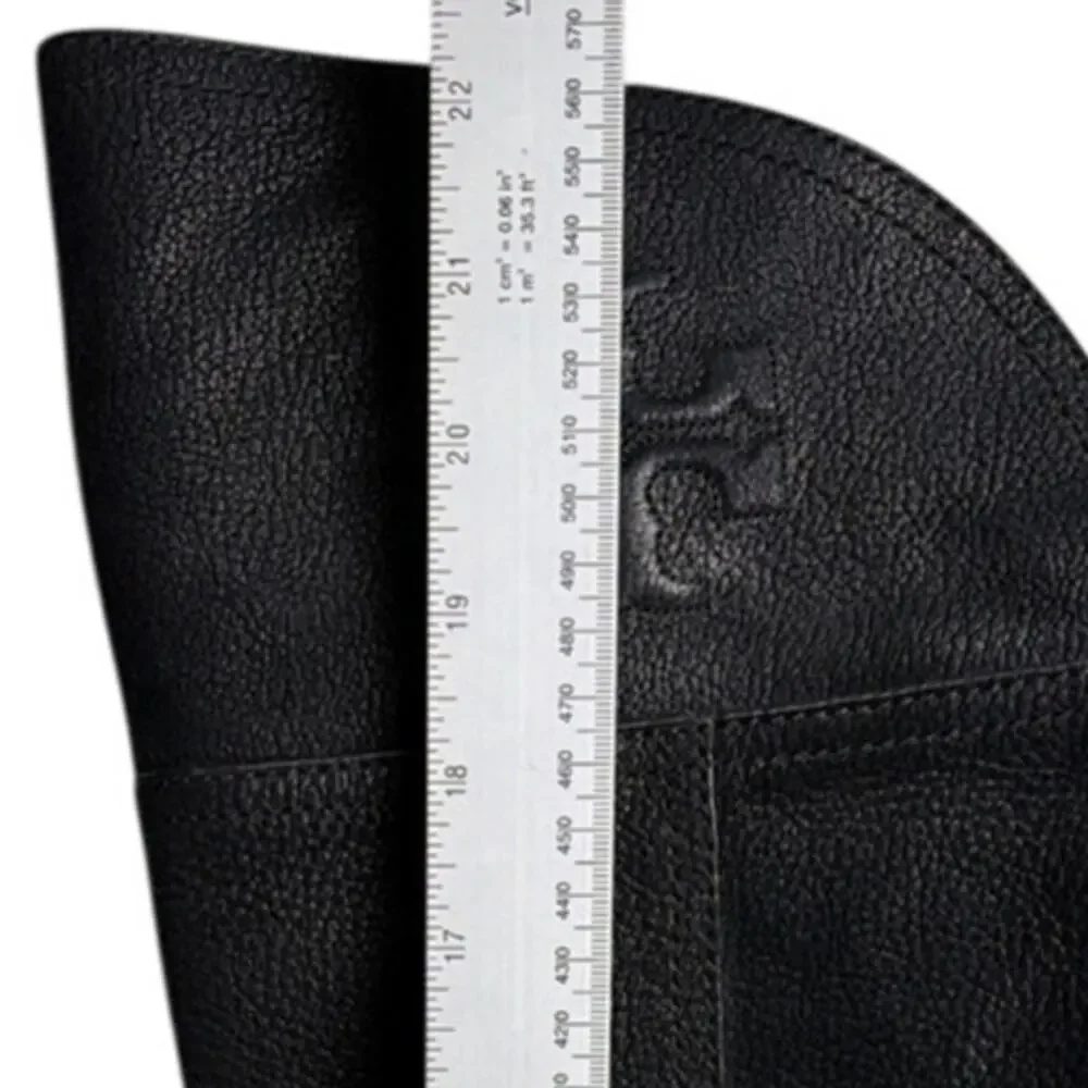 Tory Burch Black Leather Riding Boots Knee High Embossed Double T Logo Size 7.5